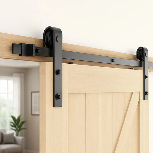 Kit Riel Granero 1,5m Para Puerta Corrediza Negro