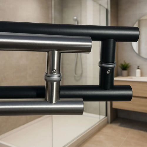 Manijón Doble 35cm Cilíndrico Acero Para Puerta Plateado