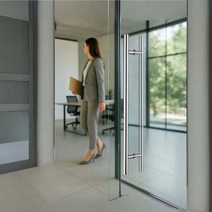 Manijón Doble 120cm Cilíndrico Acero Para Puerta Plateado