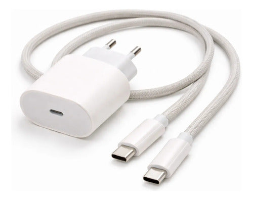 Cargador 35w Carga Súper Rápida Usb-c Con Cable Reforzado Blanco