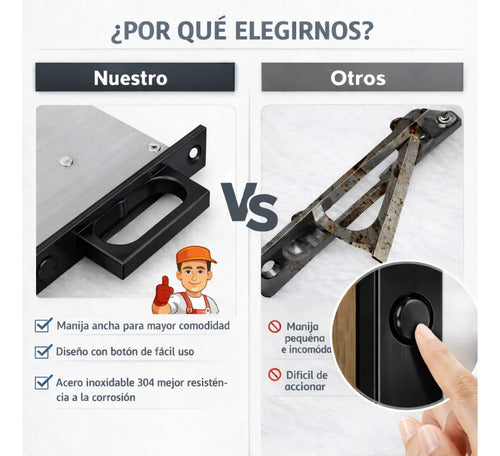 Manija Embutida Pocket Para Puerta Corrediza Interior Negro