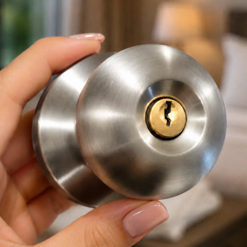 Cerradura De Pomo Con Llave Para Puertas De Interior Premium Acero