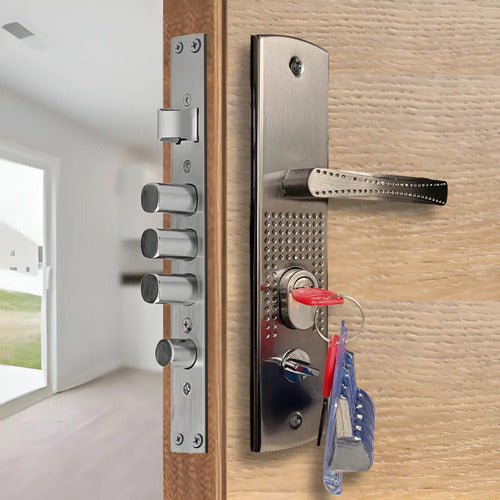Set De Cerradura Multianclaje 30mm Para Puerta Semiblindada Puerta Derecha