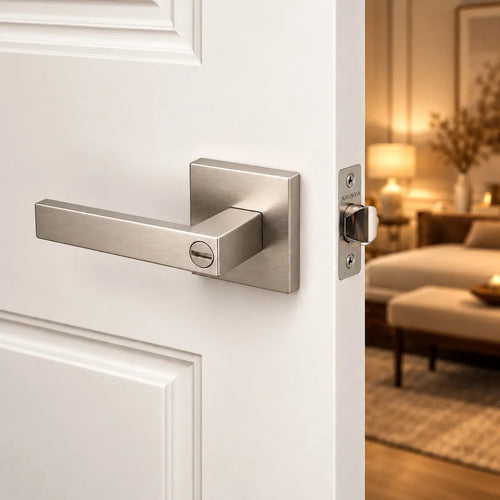 Manija Gloss Sin Llave Para Puerta Interior Exterior Plateado