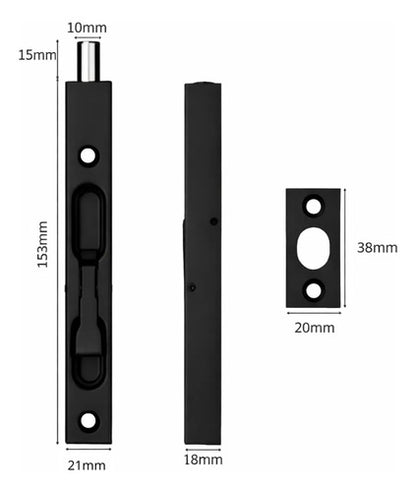 Pasador De Canto Embutido 150mm Acero Inoxidable Negro