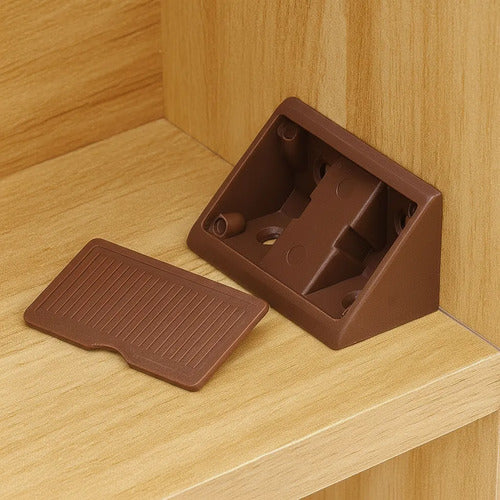 Escuadra Plástica Refuerzo Para Muebles Pack 10 Unidades Marrón