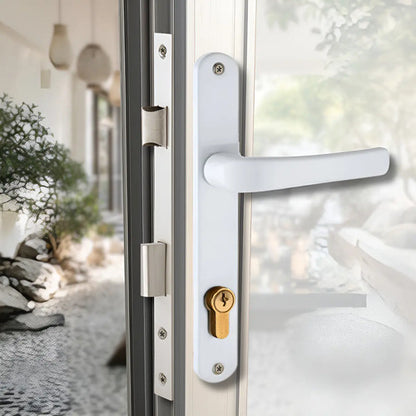 Set De Cerradura Angosta Y Cilíndro Para Puertas De Aluminio Blanco