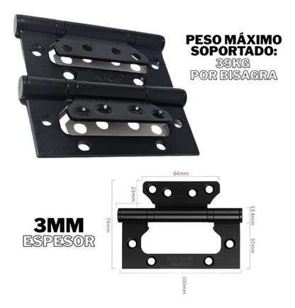 Bisagra Mariposa Flap Doble Rulemán Reforzada 3mm Negro