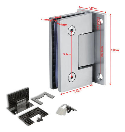 Bisagra 90° Mampara Vidrio 6-12mm Acero Satinado