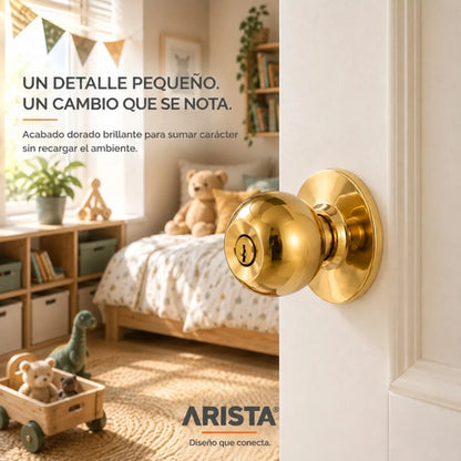 Cerradura De Pomo Con Llave Para Puertas De Interior Dorado