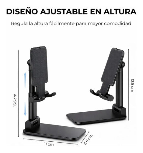 Soporte Plegable Para Celular De Escritorio Ajustable Negro