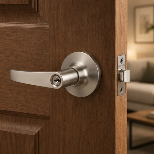 Pestillo Con Cerradura Y Llave Para Puerta De Interior Satinado