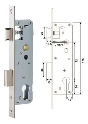Set De Cerradura Angosta Y Cilíndro Para Puertas De Aluminio Blanco