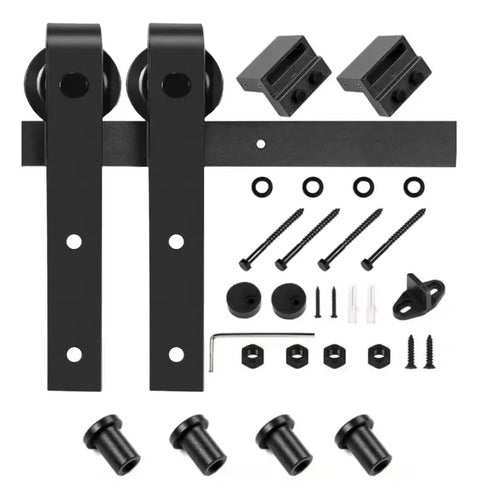 Kit Riel Granero 1,5m Para Puerta Corrediza Negro