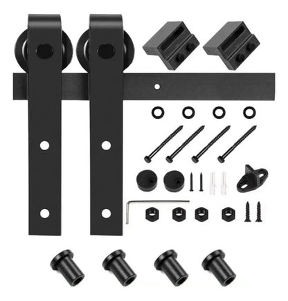 Kit Riel Granero 1,5m Para Puerta Corrediza Negro