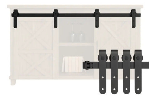 Kit Riel Corredizo Doble Para Bajo Mesada Y Racks 2 Puertas Negro