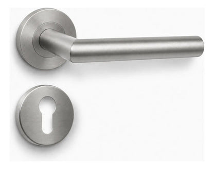Manija Recta De Acero Inox Con Bocallave Para Puerta Plateado