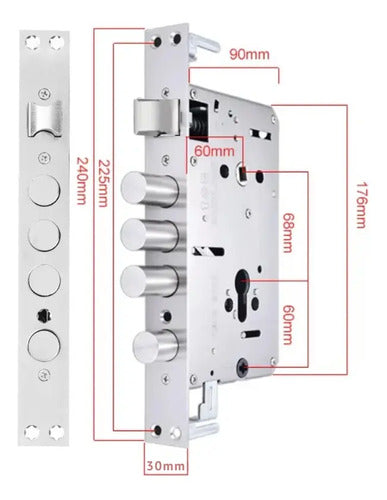 Set De Cerradura Multianclaje 30mm Para Puerta Semiblindada Puerta Derecha