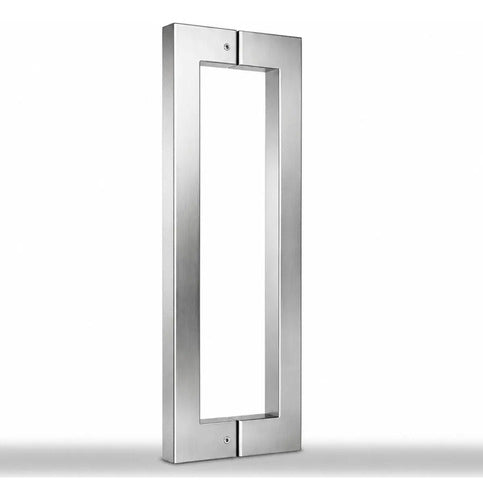 Manijón Doble Acero Inox Cuadrado Para Vidrio O Madera 50cm Satinado