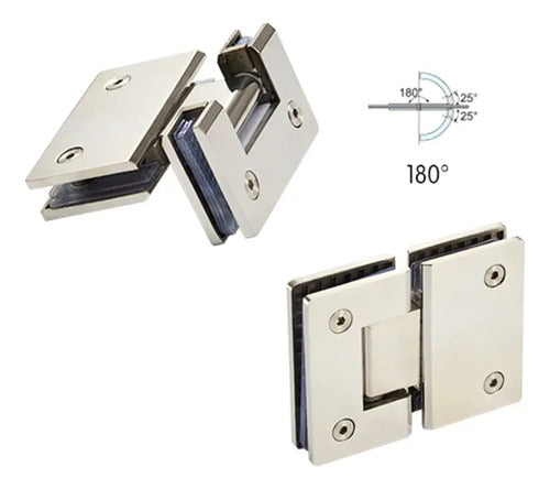 Bisagra Blindex 180 Grados Mampara Vidrio 6 A 12mm Cromado