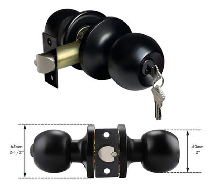 Cerradura De Pomo En Acero Laqueado Negro Con Llave Negro