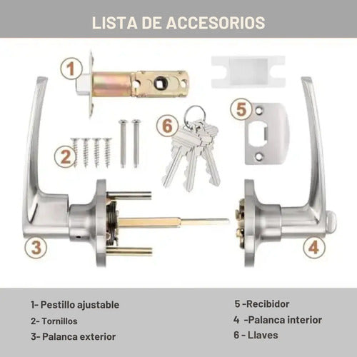 Pestillo Con Llave En Acero Para Puerta Interior Acero