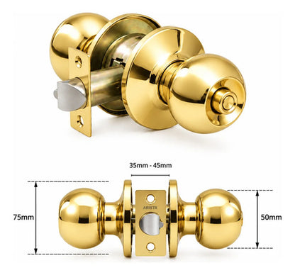 Cerradura De Pomo Con Llave Para Puertas De Interior Dorado