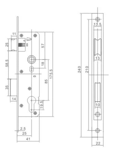 Cerradura Angosta Europerfil Con Cilindro 70mm Acero