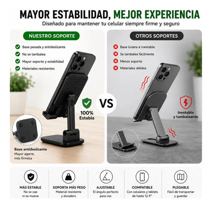 Soporte Plegable Para Celular De Escritorio Ajustable Negro