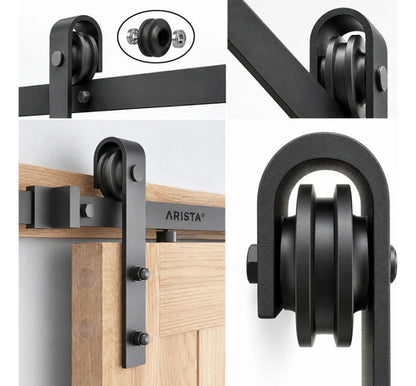 Kit Riel Granero 1,5m Para Puerta Corrediza Negro