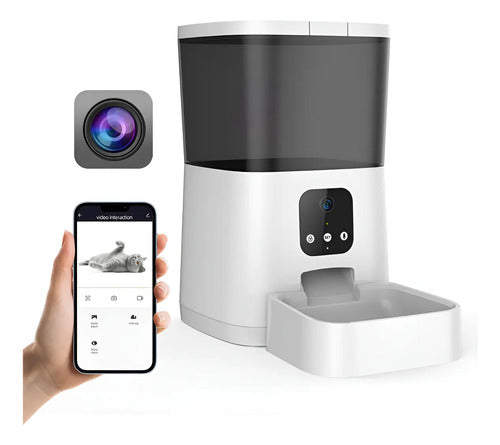 Dispensador Smart Para Mascotas Con Camara, Microfono Y Wifi Blanco