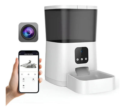 Dispensador Smart Para Mascotas Con Camara, Microfono Y Wifi Blanco